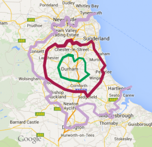 Map showing how traveling expenses are calculated