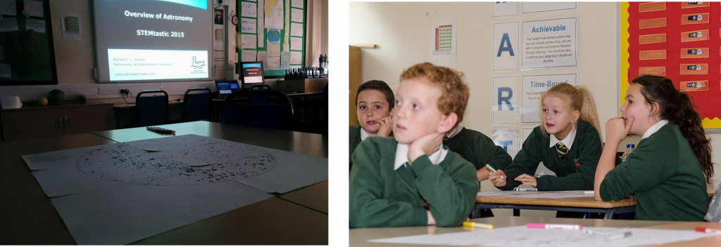 Primary School pupils from Tyneside enjoy working in Richard's "Introduction to Astronomy" workshop as part of Tyne Metropolitan College's STEMtastic day